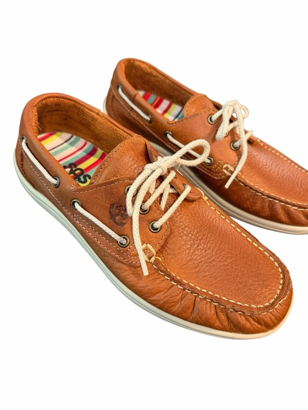 SAS Tripad Comfort Brown Leather Boat Shoes Lace Up Moc Toe Size 8M